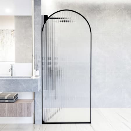 Vigo Arden 78" High x 34" Wide Shower Screen Framed Shower Door with Fluted Glass Matte Black