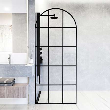 Vigo Arden 78" High x 34" Wide Shower Screen Framed Shower Door with Clear Glass Matte Black