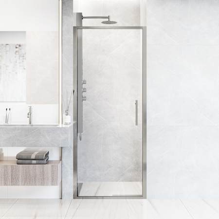 Vigo Astoria 76" High x 32" Wide Pivot Framed Shower Door with Clear Glass Chrome