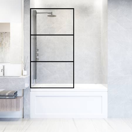 Vigo Divide 62" High x 34" Wide Shower Screen Framed Tub Door with Clear Glass Matte Black