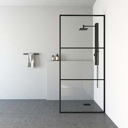 Vigo Divide 74" High x 34-1/8" Wide Shower Screen Framed Shower Door with Clear Glass Matte Black