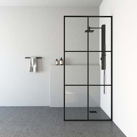 Vigo Ventana 74" High x 34-1/8" Wide Shower Screen Framed Shower Door with Clear Glass Matte Black