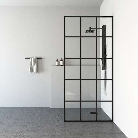 Vigo Mosaic 74" High x 34-1/8" Wide Shower Screen Framed Shower Door with Clear Glass Matte Black