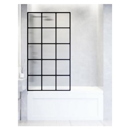 Vigo Mosaic 62" High x 34" Wide Shower Screen Framed Tub Door with Fluted Glass Matte Black