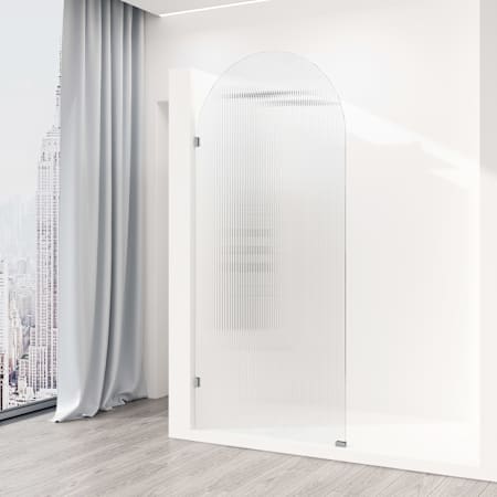 Vigo Arden 78" High x 34" Wide Hinged Frameless Shower Door with Ribbed Glass Chrome