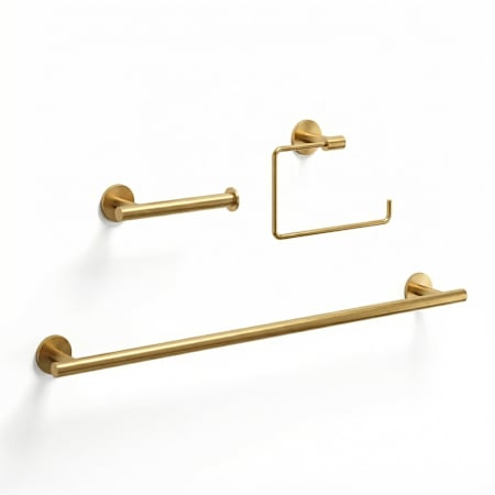 Vigo Elan 3 Piece Bathroom Package with 24" Towel Bar, Towel Ring, and Toilet Paper Holder Matte Brushed Gold