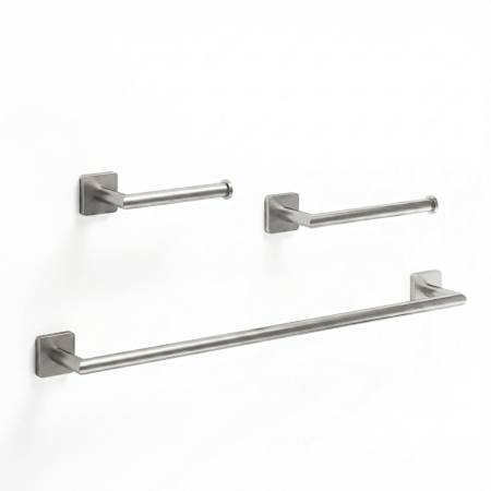 Vigo Satro 3 Piece Bathroom Package with 24" Towel Bar, Towel Ring, and Toilet Paper Holder Brushed Nickel