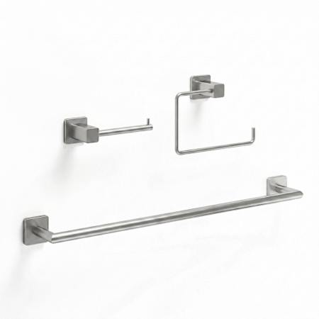 Vigo Meridian 3 Piece Bathroom Package with 24" Towel Bar, Towel Ring, and Toilet Paper Holder Brushed Nickel
