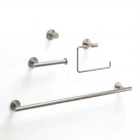 Vigo Elan 4 Piece Bathroom Package with 24" Towel Bar, Robe Hook, Towel Ring, and Toilet Paper Holder Brushed Nickel
