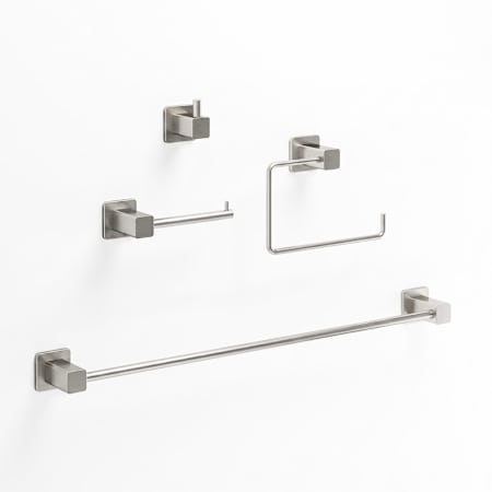 Vigo Meridian 4 Piece Bathroom Package with 24" Towel Bar, Robe Hook, Towel Ring, and Toilet Paper Holder Brushed Nickel