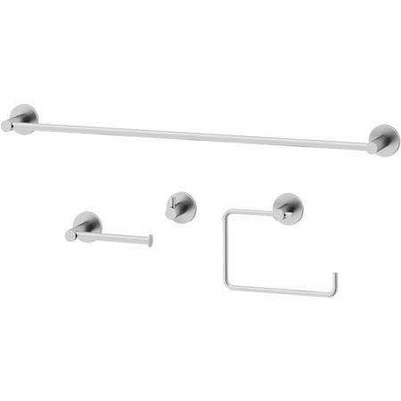 Vigo Cass 4 Piece Bathroom Package with 24" Towel Bar, Robe Hook, Towel Ring, and Toilet Paper Holder Brushed Nickel