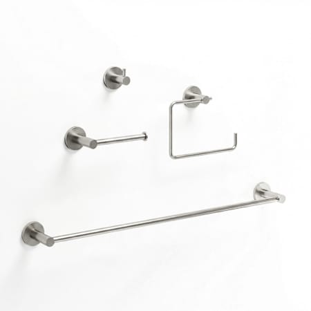 Vigo Cass 4 Piece Bathroom Package with 24" Towel Bar, Robe Hook, Towel Ring, and Toilet Paper Holder Brushed Nickel