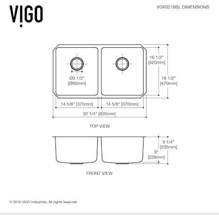 Vigo-VGR3218BLK1-Dimensions