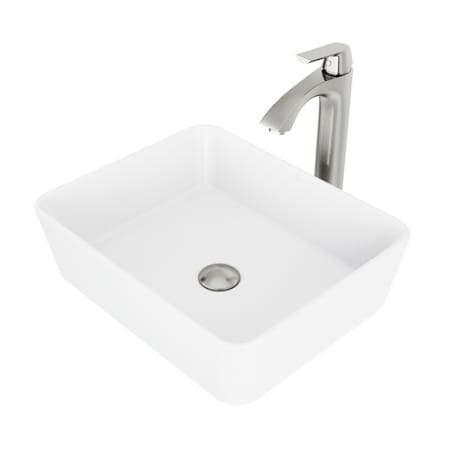 Vigo Marigold 18" Rectangular Stone Composite Vessel Bathroom Sink with 1.2 GPM 11" Deck Mounted Bathroom Faucet and Pop-Up Drain Assembly Brushed Nickel