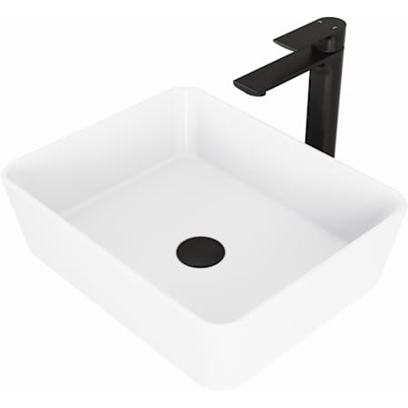 Vigo Marigold 18" Rectangular Stone Composite Vessel Bathroom Sink with 1.2 GPM 11" Deck Mounted Bathroom Faucet and Pop-Up Drain Assembly Matte Black