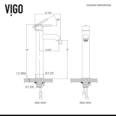 Vigo-VGT128-Faucet Specification Drawing