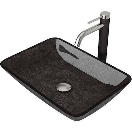 Vigo Donatello 18" Rectangular Glass Vessel Bathroom Sink with 1.2 GPM 11" Deck Mounted Bathroom Faucet and Pop-Up Drain Assembly Brushed Nickel