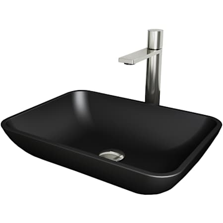 Vigo Sottile 18" Rectangular Glass Vessel Bathroom Sink with 1.2 GPM 11" Deck Mounted Bathroom Faucet and Pop-Up Drain Assembly Brushed Nickel / Matte Black