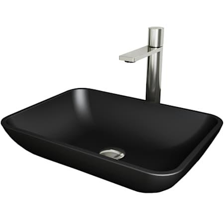 Vigo Sottile 18" Rectangular Glass Vessel Bathroom Sink with 1.2 GPM 11" Deck Mounted Bathroom Faucet and Pop-Up Drain Assembly Brushed Nickel / Matte Black