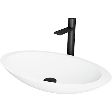 Vigo Wisteria 23" Oval Stone Composite Vessel Bathroom Sink with 1.2 GPM 11" Deck Mounted Bathroom Faucet and Pop-Up Drain Assembly Matte White