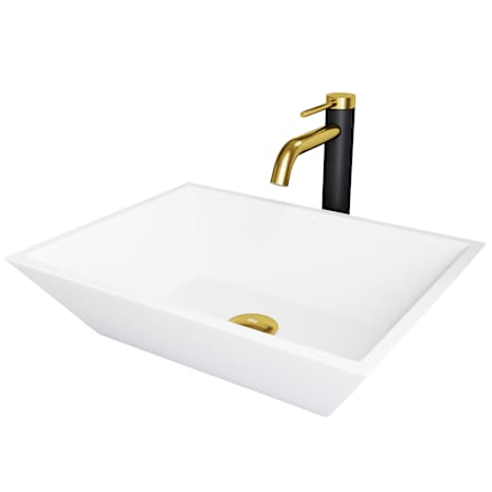 Vigo Vinca 18" Rectangular Stone Composite Vessel Bathroom Sink with 1.2 GPM 11" Deck Mounted Bathroom Faucet and Pop-Up Drain Assembly Matte White