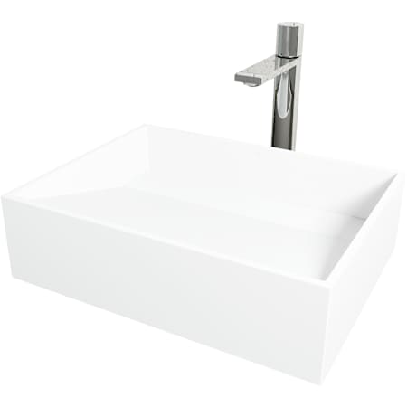 Vigo Starr 17" Rectangular Stone Composite Vessel Bathroom Sink with 1.2 GPM 11" Deck Mounted Bathroom Faucet and Pop-Up Drain Assembly Chrome