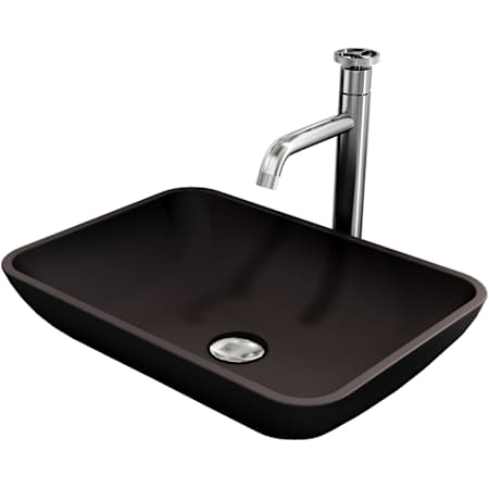 Vigo Matte Shell Sottile Glass Rectangular Vessel Bathroom Sink with Cass Faucet and Pop-Up Drain Brushed Nickel