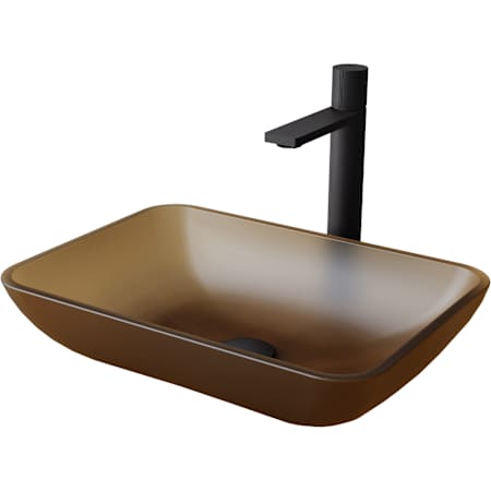 Vigo Sottile 18" Rectangular Glass Vessel Bathroom Sink with 1.2 GPM 12" Deck Mounted Bathroom Faucet and Pop-Up Drain Assembly Matte Black