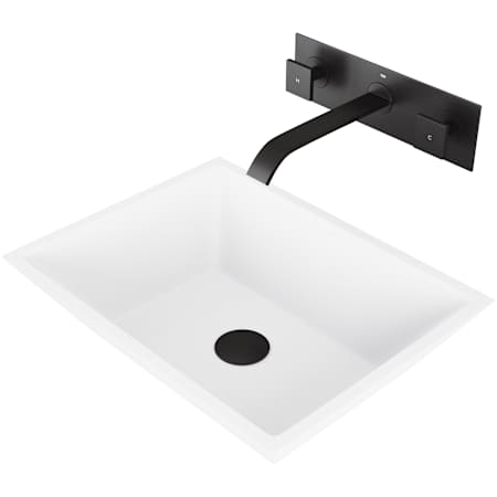 Vigo Vinca 18" Rectangular Stone Composite Vessel Bathroom Sink with 1.2 GPM 4" Wall Mounted Bathroom Faucet and Pop-Up Drain Assembly Matte Black