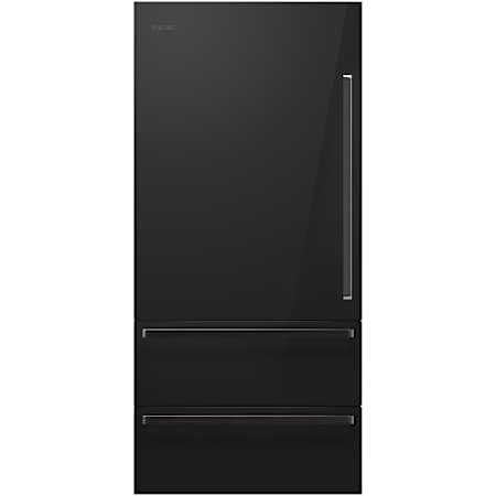 Viking RVL 36 Inch Wide Door Panel for Full Size Bottom Freezer Refrigerator - Left Hinge Black Glass