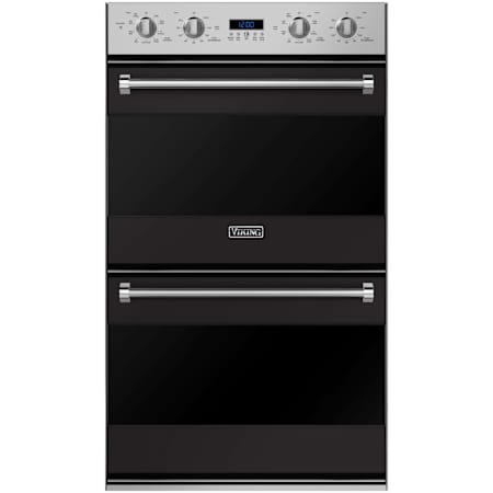 Viking 30 Inch Wide 7.6 Cu. Ft. Double Electric Oven with Concealed Bake Element Onyx
