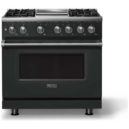 Viking 5 Series 36 Inch Wide 5.6 Cu. Ft. Free Standing Dual Fuel Range with Griddle - LP Antique Bronze