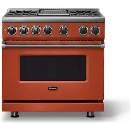 Viking 7 Series 36 Inch Wide 5.6 Cu. Ft. Free Standing Dual Fuel Range with Griddle Spiced Cider