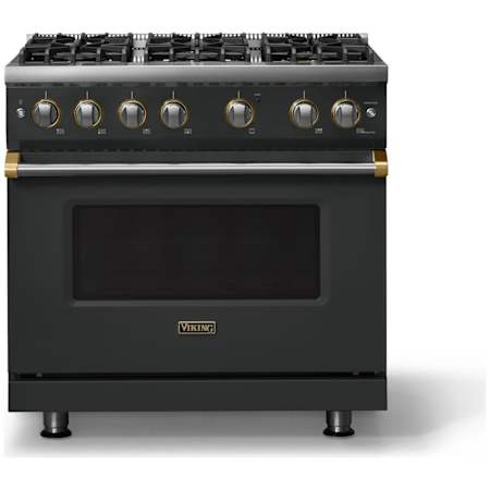 Viking 5 Series 36 Inch Wide 5.1 Cu. Ft. Free Standing Gas Range with ProFlow Convection Air Baffle - LP Antique Bronze