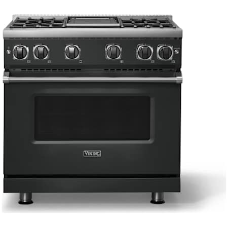 Viking 7 Series 36 Inch Wide 5.1 Cu. Ft. Free Standing Gas Range with Griddle - LP Antique Bronze