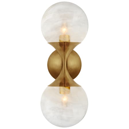 Visual Comfort Cristol 16" Double Sconce with White Strie Glass by AERIN Hand-Rubbed Antique Brass