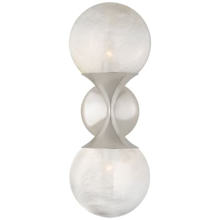 Visual Comfort Cristol 16" Double Sconce with White Strie Glass by AERIN Polished Nickel