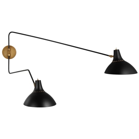 Visual Comfort Charlton 21" Large Double Plug-In Wall Light by AERIN Black / Hand Rubbed Antique Brass