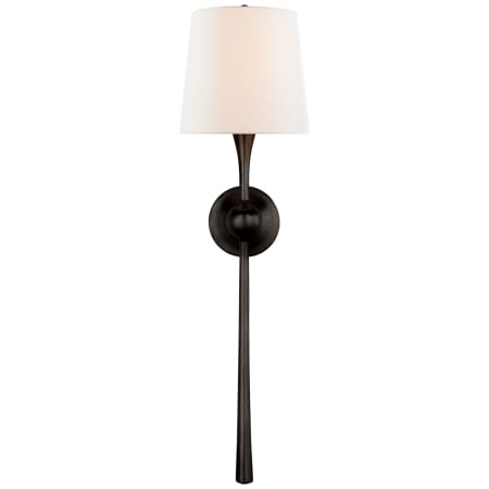 Visual Comfort Dover 27" Large Tail Sconce with Linen Shade by AERIN Aged Iron