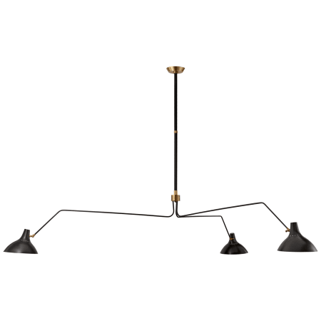 Visual Comfort Charlton 96" Grande Triple Arm Chandelier by AERIN Black / Hand Rubbed Antique Brass