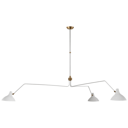 Visual Comfort Charlton 96" Grande Triple Arm Chandelier by AERIN White / Hand Rubbed Antique Brass