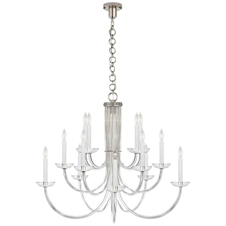 Visual Comfort Wharton 38" Chandelier in Clear Acrylic by AERIN Polished Nickel