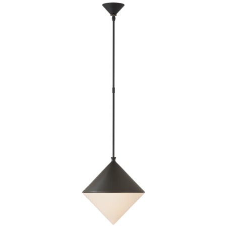 Visual Comfort Sarnen 15" Medium Pendant with White Glass by AERIN Matte Black