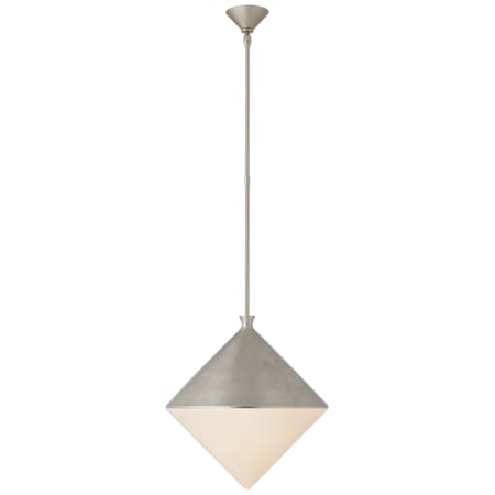 Visual Comfort Sarnen 18" Large Pendant with White Glass by AERIN Burnished Silver Leaf