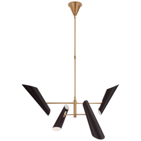 Visual Comfort Franca 49" Small Pivoting Chandelier by AERIN Hand Rubbed Antique Brass / Black