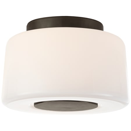 Visual Comfort Acme 9" Small Flush Mount with White Glass by Barbara Barry Bronze