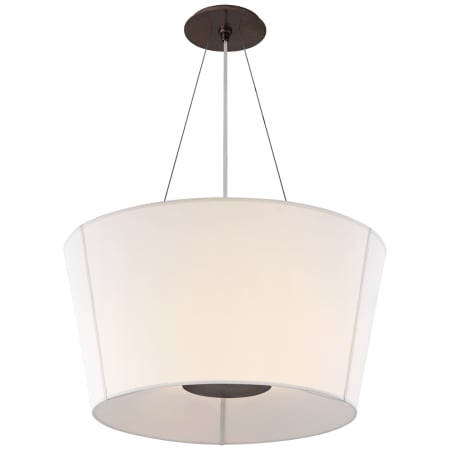 Visual Comfort Hoop 26" Medium Inverted Hanging Linen Shade by Barbara Barry Bronze