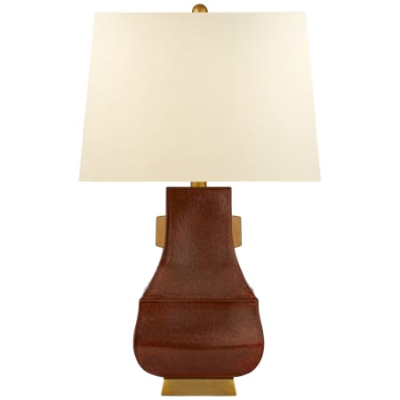 Visual Comfort Kang Jug 29" Lamp with Natural Percale Shade by E.F. Chapman Autumn Copper / Burnt Gold