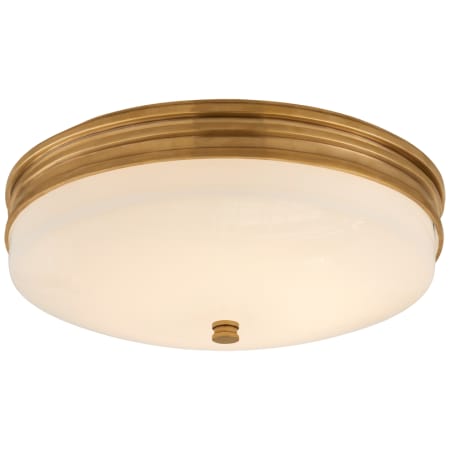 Visual Comfort Launceton 13" LED Small Flush Mount with White Glass by E. F. Chapman Antique Burnished Brass