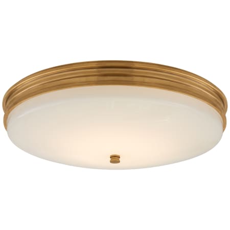 Visual Comfort Launceton 17" LED Medium Flush Mount with White Glass by E. F. Chapman Antique Burnished Brass
